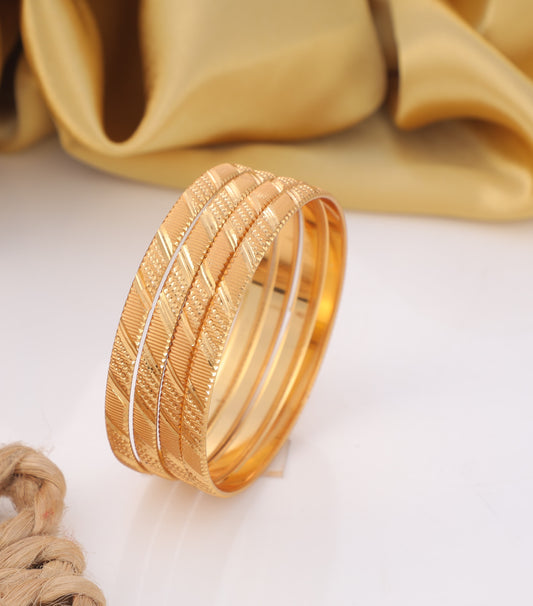 Classic Dotted Gold Bangles Set – Lightweight Everyday Jewelry(Set Of 4)