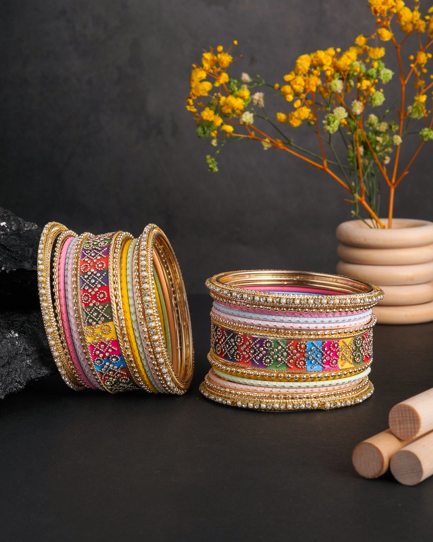 Elegant Multicolor Traditional Bangle Set for Women