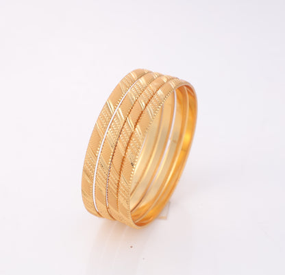 Classic Dotted Gold Bangles Set – Lightweight Everyday Jewelry(Set Of 4)