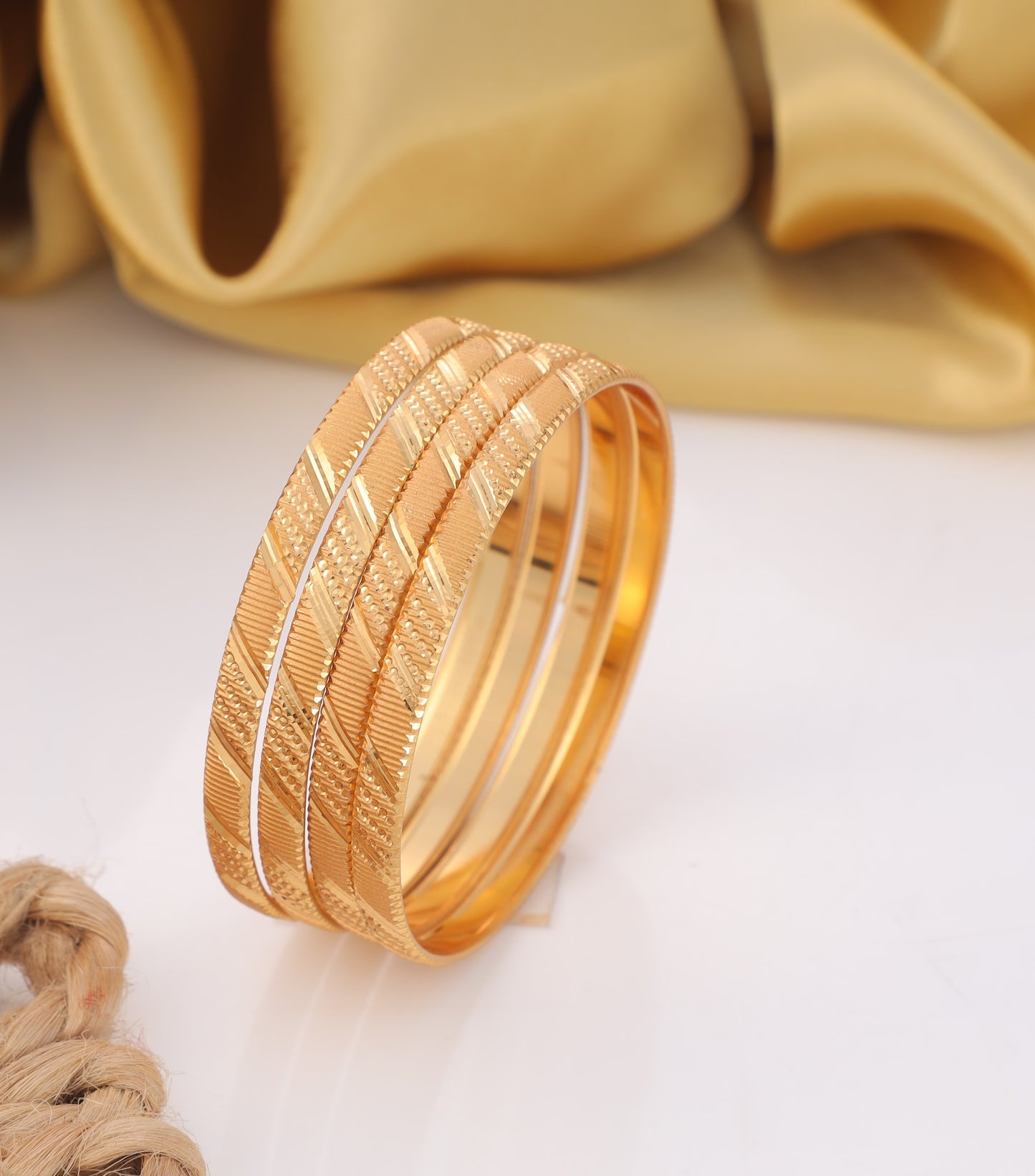 Classic Dotted Gold Bangles Set – Lightweight Everyday Jewelry(Set Of 4)