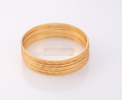Minimal Pattern Gold Bangle Set – Elegant Stackable Bracelets(Set Of 8)