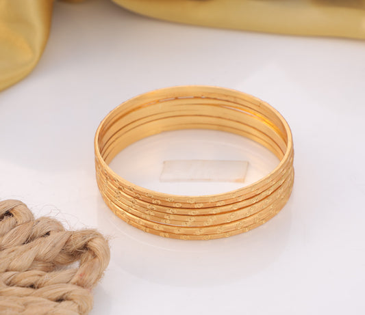Minimal Pattern Gold Bangle Set – Elegant Stackable Bracelets(Set Of 8)
