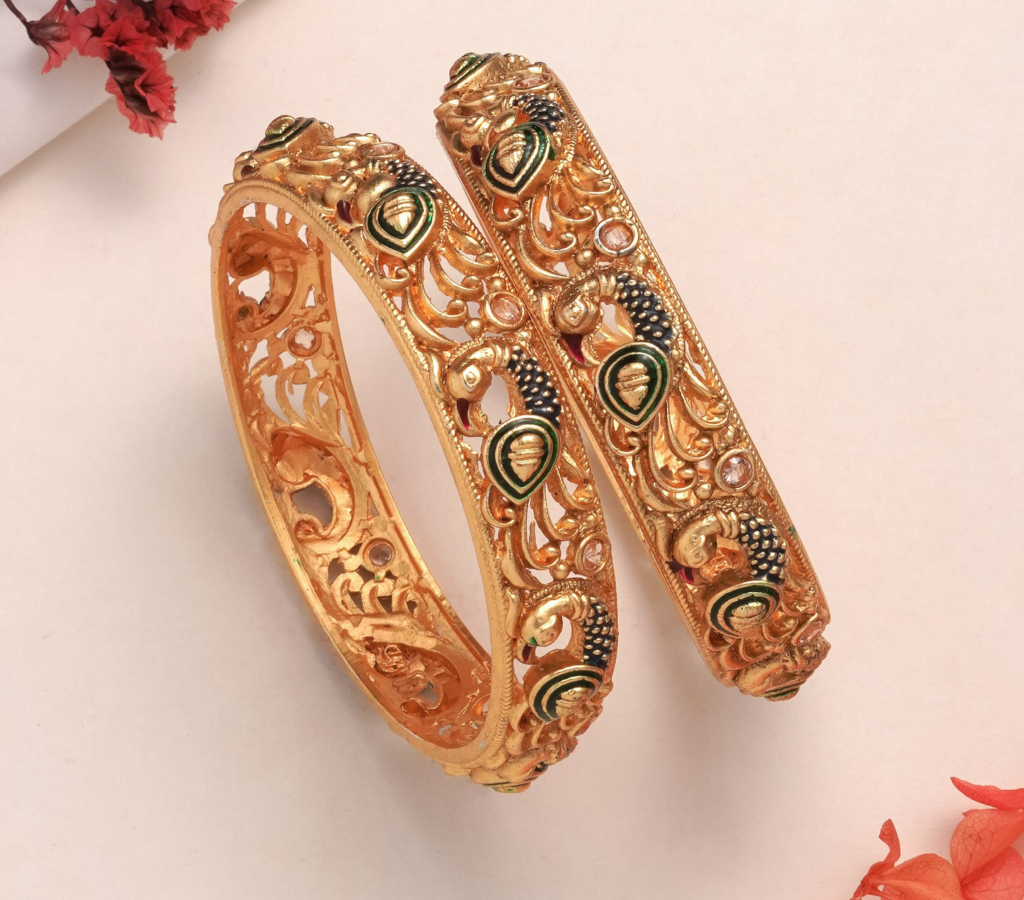 Rose Gold Plated Single-Line CZ Tennis Bangles - Set of 4