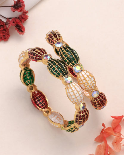 Elegant Designer Multicolor Kundan Style Bangles