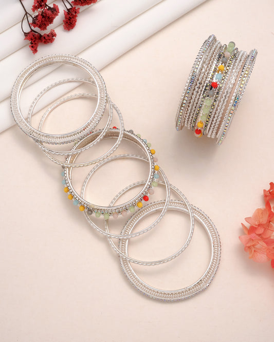 Antique Silver Floral Filigree Heritage Bangle Set