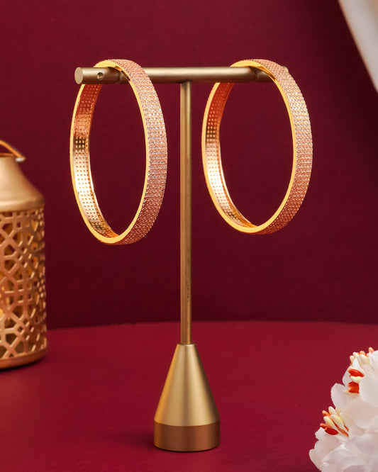 Rose Gold Plated Multi-Strand Intertwined Hoop Earrings Pavé Crystal Statement Hoops