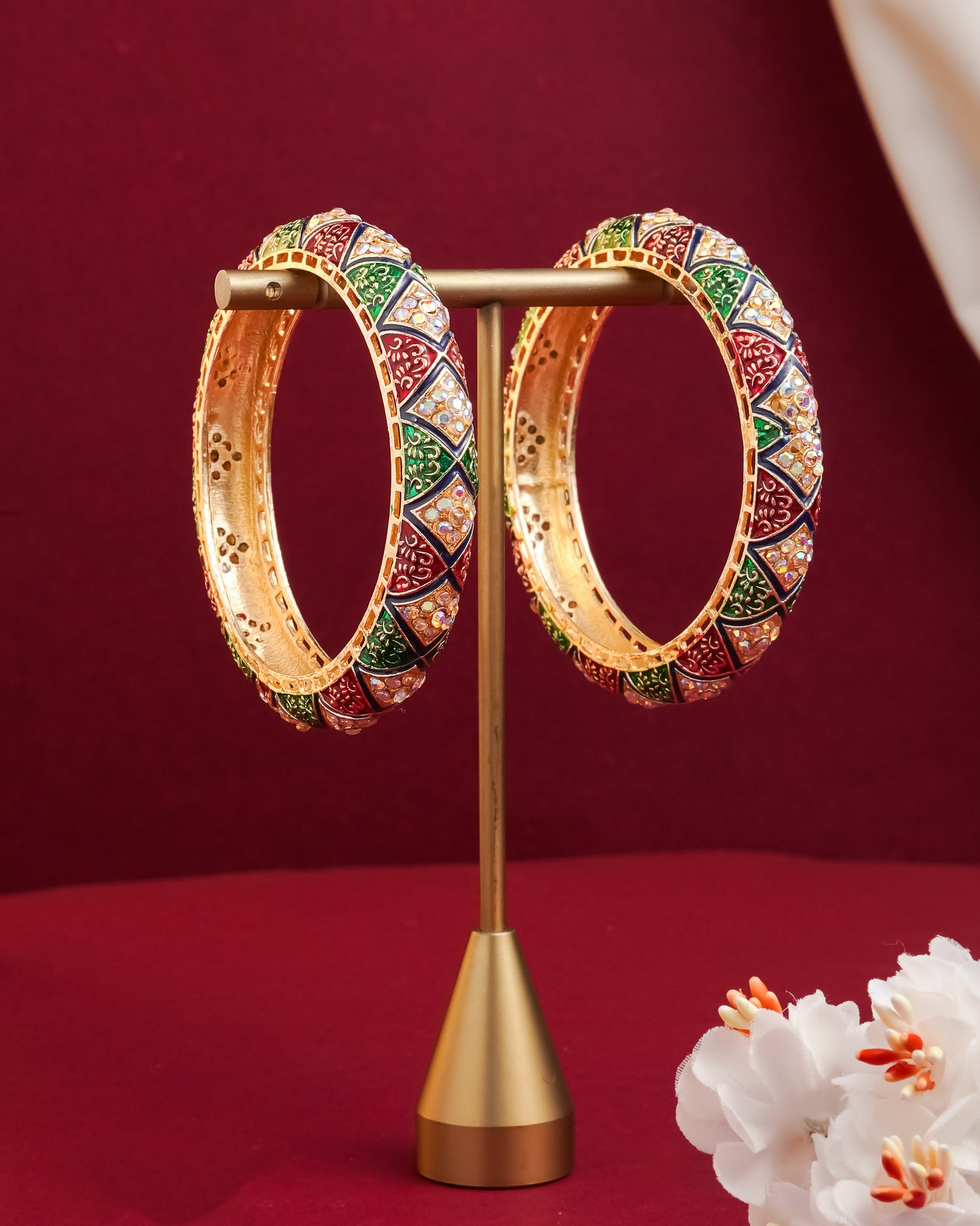 Traditional Multicolor Stone Studded Bangles for Women
