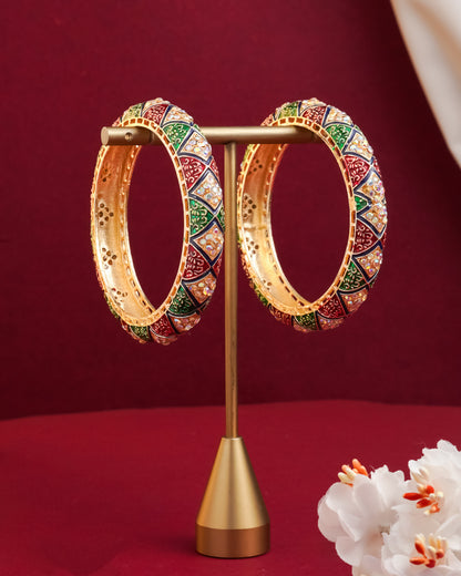 Traditional Multicolor Stone Studded Bangles for Women