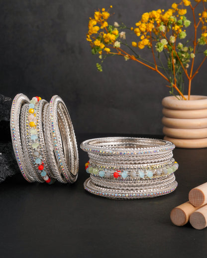 Antique Silver Floral Filigree Heritage Bangle Set