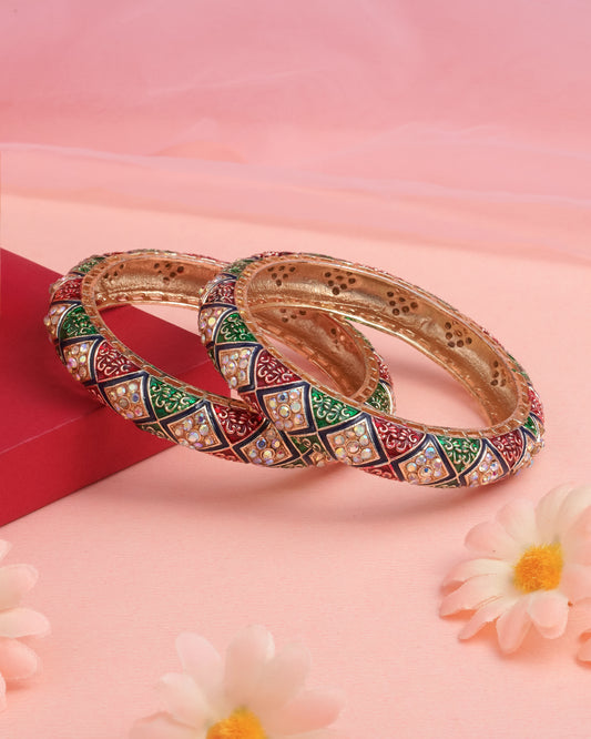 Traditional Multicolor Stone Studded Bangles for Women