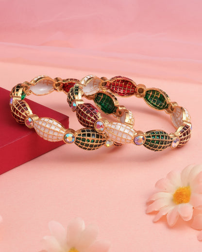 Elegant Designer Multicolor Kundan Style Bangles
