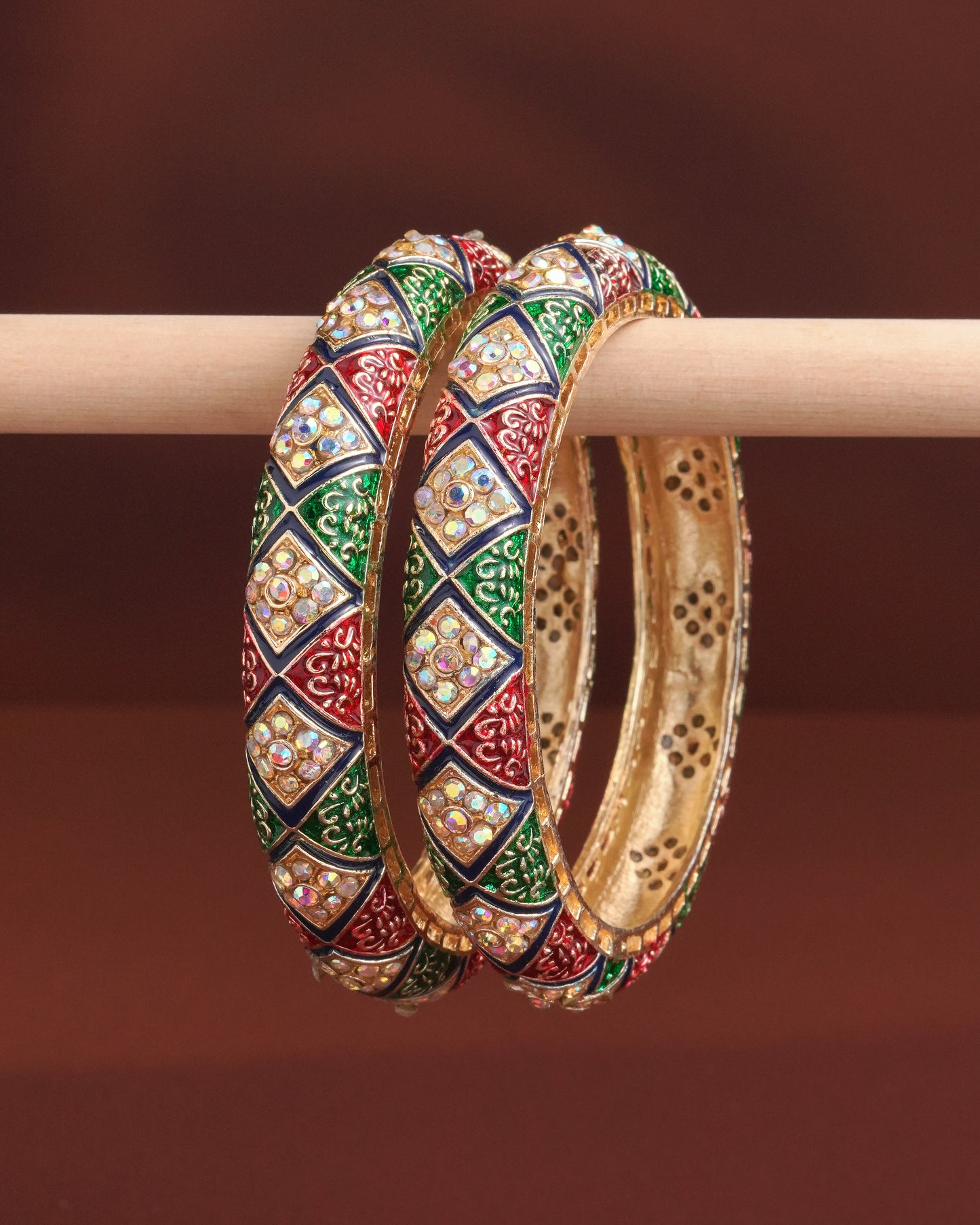 Traditional Multicolor Stone Studded Bangles for Women